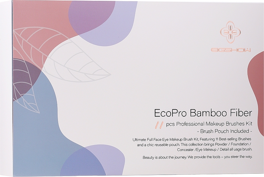 Makeup Brush Set, 11 pcs - Eigshow Beauty Eco Pro Bamboo Fiber Ice Blue — photo N3