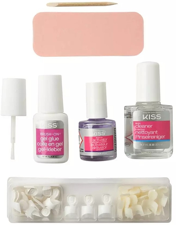 False Nails Set - Kiss Brush-On Gel Nail Kit — photo N2