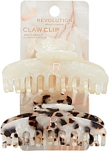 Claw Clip Set, 2 pcs - Revolution Haircare Acetate Claw Clip Tortoiseshell/ Ivory — photo N2