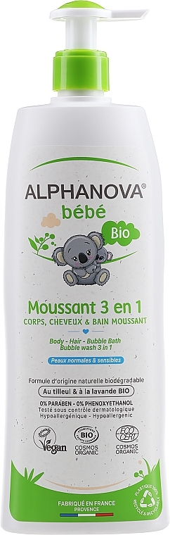 Universal Gel 3 in 1 gel,shampoo, bath foam - Alphanova Bebe Bubble Wash 3 in 1 — photo N1