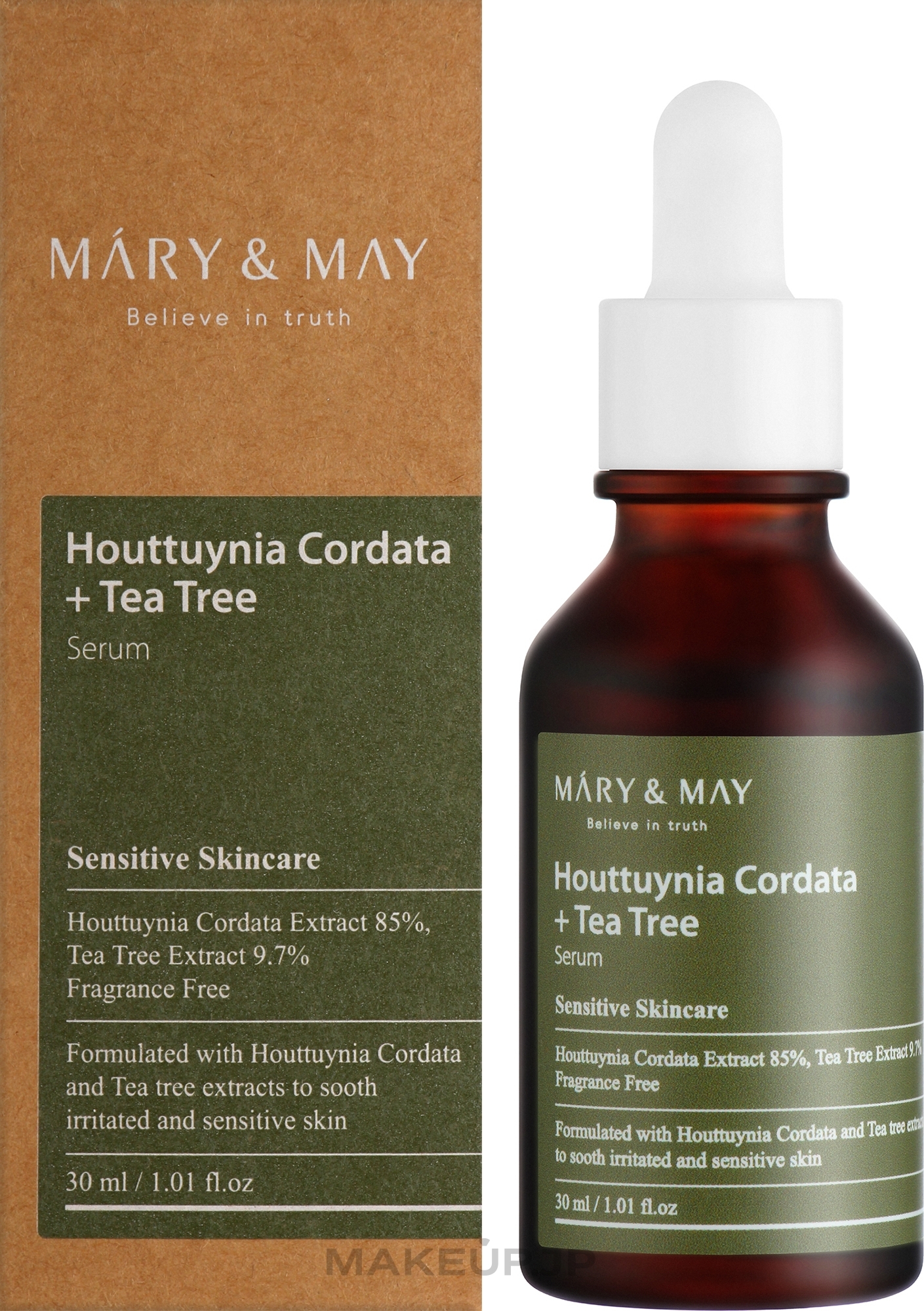 Soothing Face Serum Houttuynia & Green Tea - Mary & May Houttuynia Cordata + Tea Tree Serum — photo 30 ml