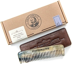 Beard Comb in Leather Case, buffalo horn - Captain Fawcett Horn Comb With Leather Case — photo N2