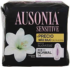 Fragrances, Perfumes, Cosmetics Pantiliners, 14pcs - Ausonia Sensitive Normal With Wings