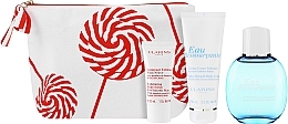 Fragrances, Perfumes, Cosmetics Set - Clarins Eau Ressourcante (spray/100ml + b/cr/100ml + b/scr/30ml + bag)