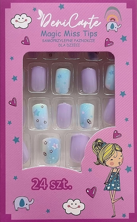 Self-Adhesive Nails for Kids, 910 stars, 24 pcs. - Deni Carte Magic Miss Tips — photo N1