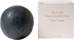 Black Charcoal Solid Shampoo, in cardboard packaging - Erigeron All in One Vegan Shampoo Ball Black Charcoal — photo N1