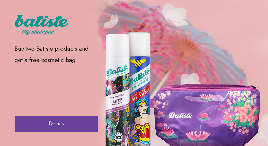Buy two Batiste products and get a free cosmetic bag