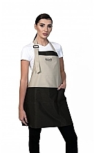 Fragrances, Perfumes, Cosmetics Short Apron, beige with brown inserts, black logo - Kodi Professional