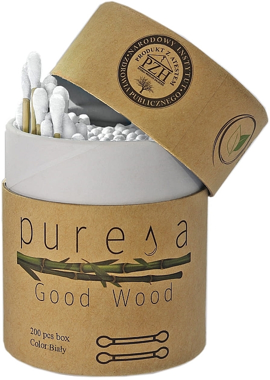 Bamboo Cotton Swabs, white - Puresa Good Wood — photo N1