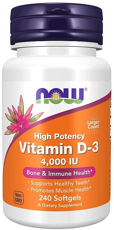 Vitamin D3 Gums - Now Foods Vitamin D3 4000 IU High Potency Bone & Immune Health — photo N1