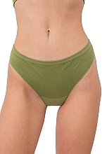 Seamless Thong "String Briefs Color", olive branch - Giulia — photo N2