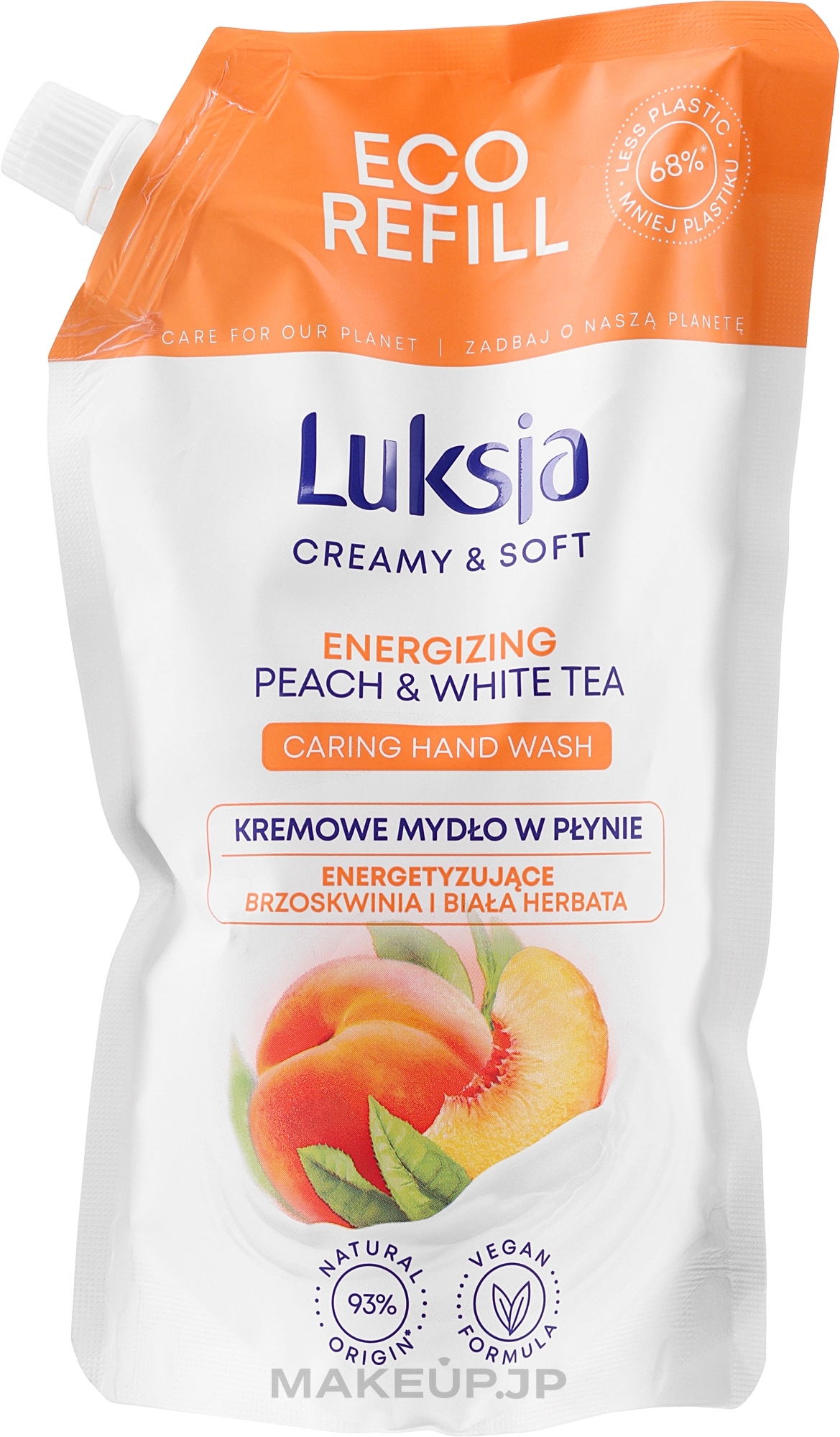 Peach & White Tea Hand Wash - Luksja Creamy & Soft Energizing Peach & White Tea Caring Hand Wash (doy-pack)  — photo 400 ml