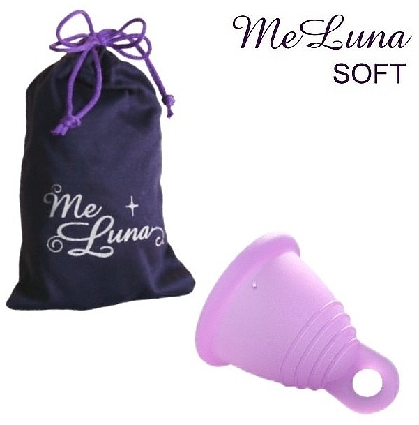 Menstrual Cup with Loop, size M, pink - MeLuna Soft Shorty Menstrual Cup Ring — photo N1
