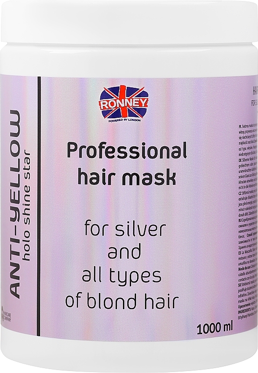 Mask for Grey & Blonde Hair - Ronney Professional Anti-Yellow Hair Mask — photo N6