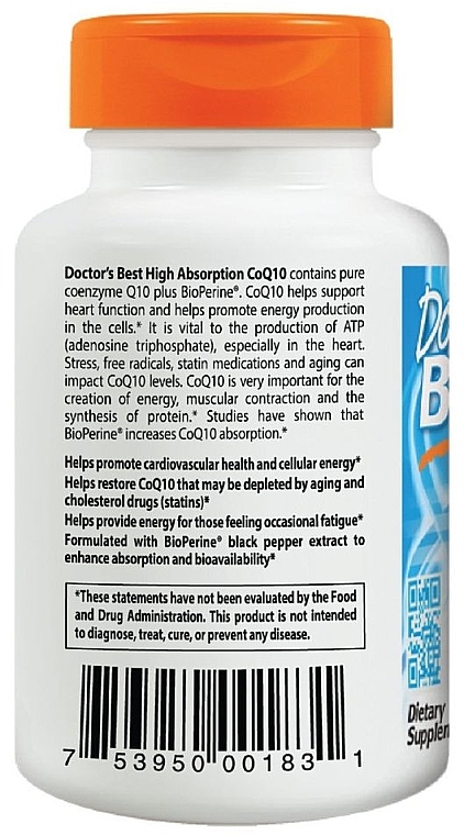 High Absorption Coenzyme Q10 - Doctor's Best High Absorption CoQ10 with BioPerine, 100 mg, 120 Softgels — photo N12