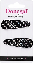 Donegal - Hair Clips, FA-5624, 2 pcs, black with crystals — photo N1