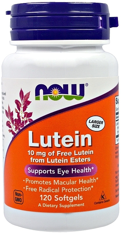 Dietary Supplement "Lutein", 10mg - Now Foods Lutein Softgels — photo N2