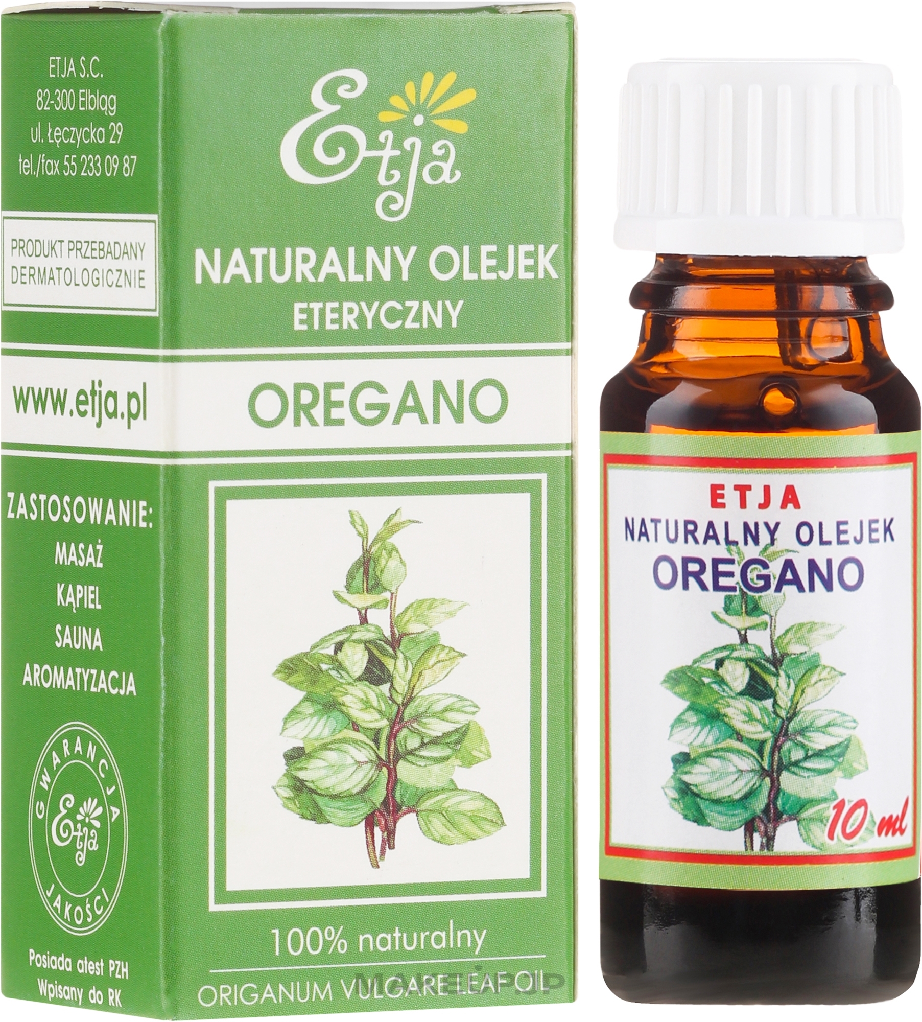 Natural Essential Oil "Oregano" - Etja Natural Origanum Vulgare Leaf Oil — photo 10 ml