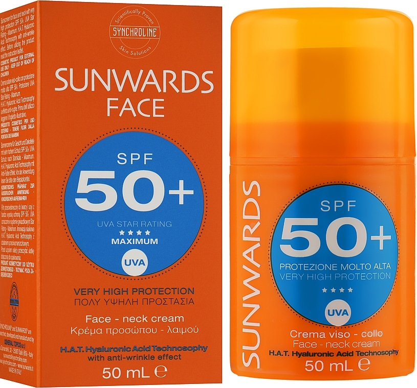 Face & Neck Sun Cream - Synchroline Sunwards Face cream SPF 50+ — photo N3