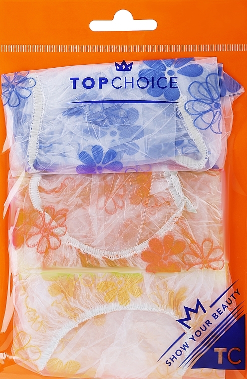 シャワーキャップ、30659、3個入、ブルー、オレンジ、イエロー - Top Choice — photo N1