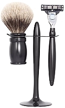 Fragrances, Perfumes, Cosmetics Shaving Kit - Plisson Infinite Black: Pure Badger European Grey And Mach3 Set