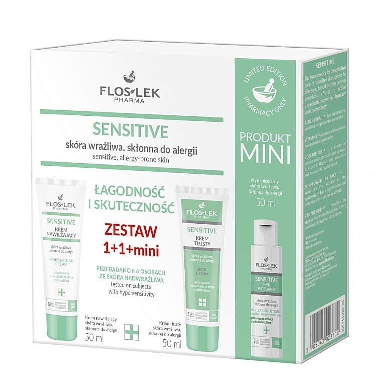 Set - Floslek Sensitive Set (f/cr/2x50 ml + micellar/water/50 ml) — photo N1