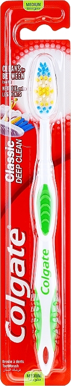 Toothbrush Medium Hard "Classic", green - Colgate Classic Deep Clean — photo N1