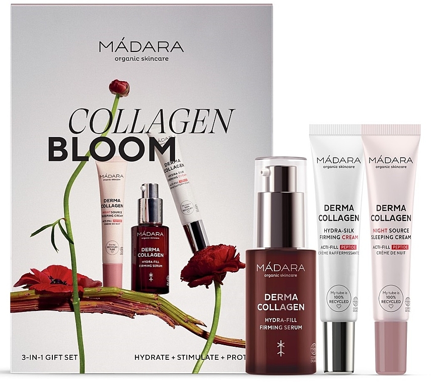 Set - Madara Cosmetics Collagen Bloom Set (ser/30ml + cr/15ml + n/cr/15ml) — photo N1