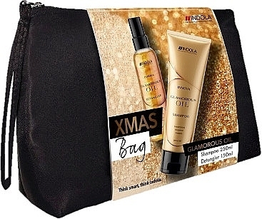 Set - Indola Glamorous Oil Xmas Bag (shmp/250ml + spray/150ml + bag) — photo N1