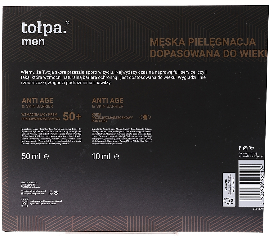 Set - Tolpa Men Anti Age & Skin Barrier Set (f/cr/50ml + eye/cr/10ml) — photo N2