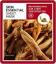 Fragrances, Perfumes, Cosmetics Moisturizing Face Mask - Missha Skin Essential Sheet Mask Ginseng & Snail