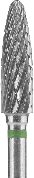 Carbide Nail Drill Bit 'Corn', green, diameter 4 mm, work part 14 mm - Staleks Pro Expert — photo N2