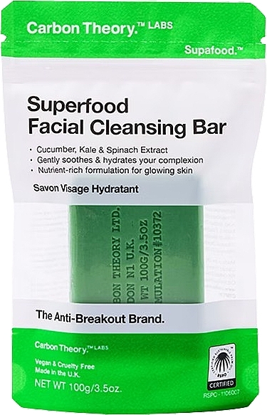 Cleansing Face Soap - Carbon Theory Superfood Facial Cleansing Bar Green — photo N1
