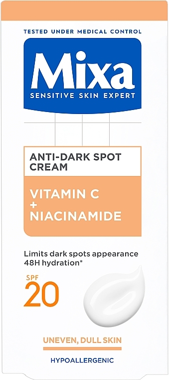 ビタミンCとナイアシンアミドを配合した顔のシミ対策保湿クリーム - Mixa Sensitive Skin Expert Anti-dark spot Cream	 — photo N1