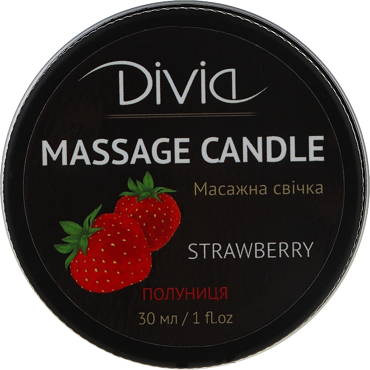 Strawberry Massage Candle for Hands and Body, Di1570 (30 ml) - Divia Massage Candle Hand & Body Strawberry Di1570 — photo N1