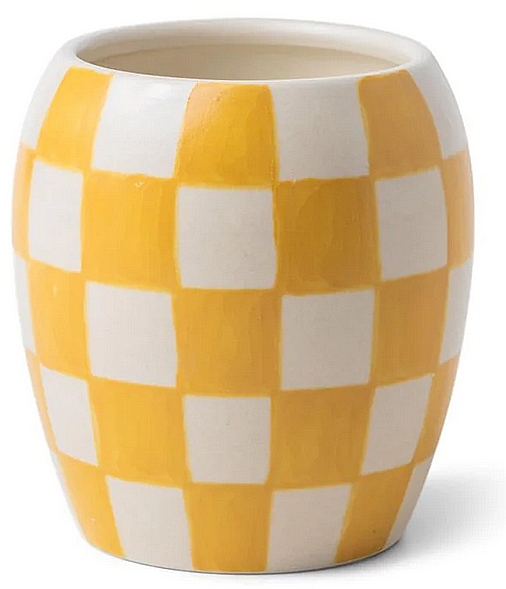 Scented Candle 'Golden Amber', yellow - Paddywax Checkmate Porcelain Candle Orchre Golden Amber — photo N1