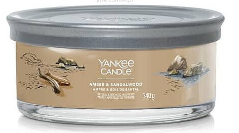 Scented Candle in Glass 'Amber & Sandalwood', 5 wicks - Yankee Candle Singnature — photo N1