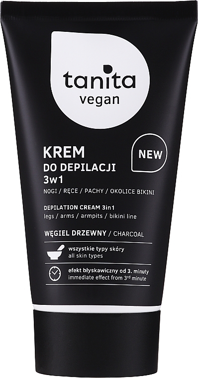 3-in-1 Vegan Charcoal Depilatory Cream - Tanita Vegan — photo N1