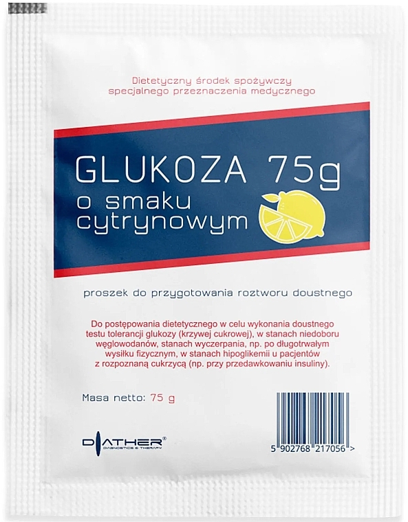 Lemon Flavoured Glucose, sachet - Diather Diagnostics & Therapy Glukoza — photo N1