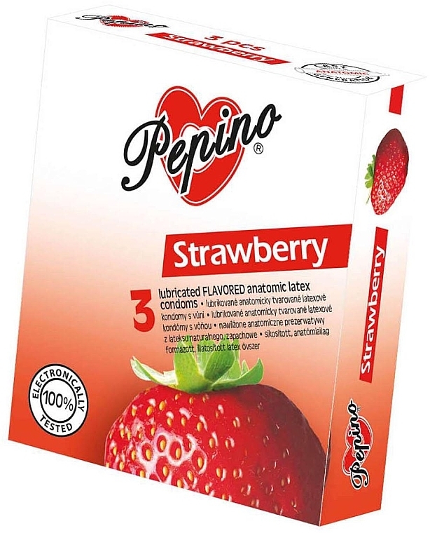 Strawberry Condoms, 3 pcs - Pepino Strawberry  — photo N1