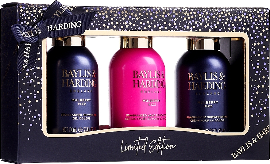 Set - Baylis & Harding Mulberry Fizz Trio Gift Set (sh/g/100 + b/lot/100ml + sh/cr/100ml) — photo N1