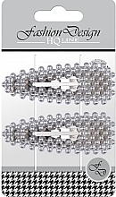 Automatic Hair Clip, silver pearls, 2 pcs - Top Choice Fashion Design — photo N1