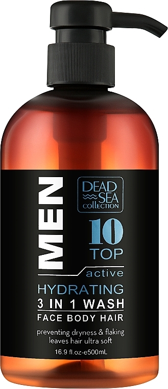 Men Hair, Face & Body Wash - Dead Sea Collection Men Active Hydrating Sandalwood Face, Hair & Body Wash 3in1 — photo N1