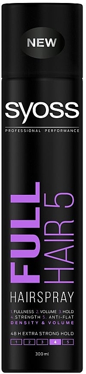 Extra Strong Hold Hair Spray "Thickness & Volume" - Syoss Full Hair 5 Hairspray — photo N1