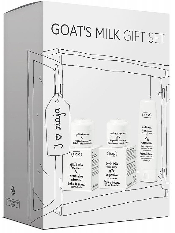 Set - Ziaja Goat Milk Gift Set (d/cr/50ml + n/cr/50ml + h/cr/80ml) — photo N1