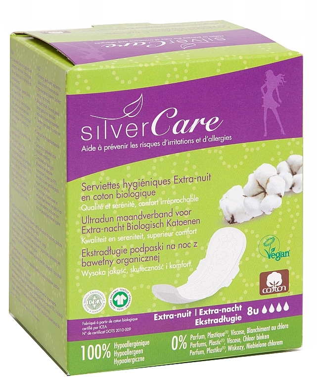 Extra-Long Ultra-Absorbing Sanitary Pads, 8 pcs - Silver Care — photo N1