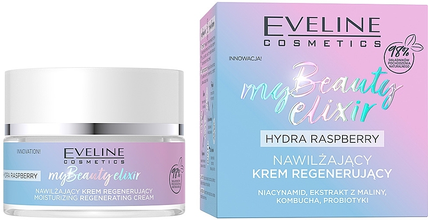 Moisturizing Regenerating Cream - Eveline My Beauty Hydra Raspberry — photo N5
