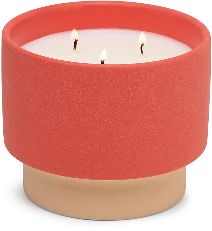 Scented Candle 'Amber & Smoke' - Paddywax Color Block Red / Tan Ceramic Amber & Smoke — photo N1