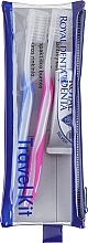 Set - Royal Denta Travel Kit Silver (toothbrush/2pcs + toothpaste/20g + cosmetic bag/1pc) — photo N1