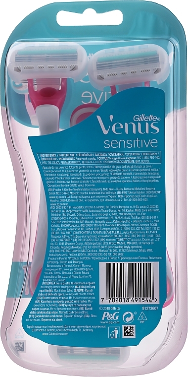 Disposable Shaving Razors for Sensitive Skin, 3 pcs - Gillette Venus Sensitive — photo N2